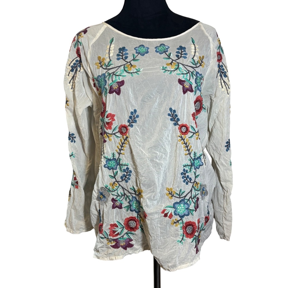 Johnny Was Multicolor Embroidered Tunic